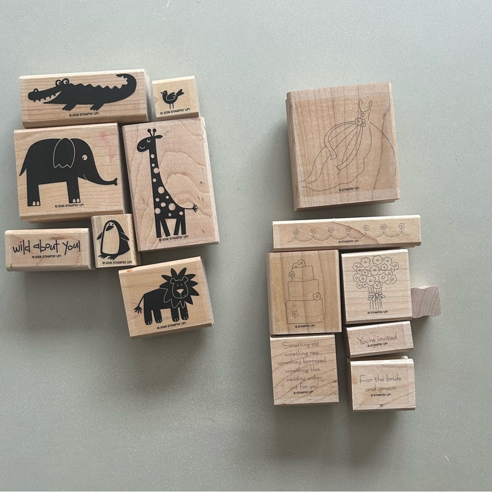 Stampin' Up! Wooden Animal and Bridal Stamp Set - Black and Brown